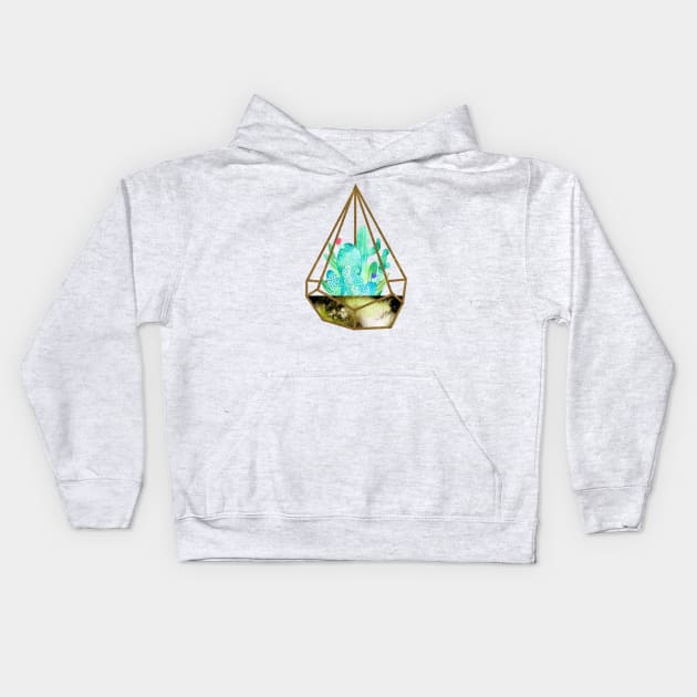 Cactus Gold Dust Terrarium Kids Hoodie by AmayaBrydon